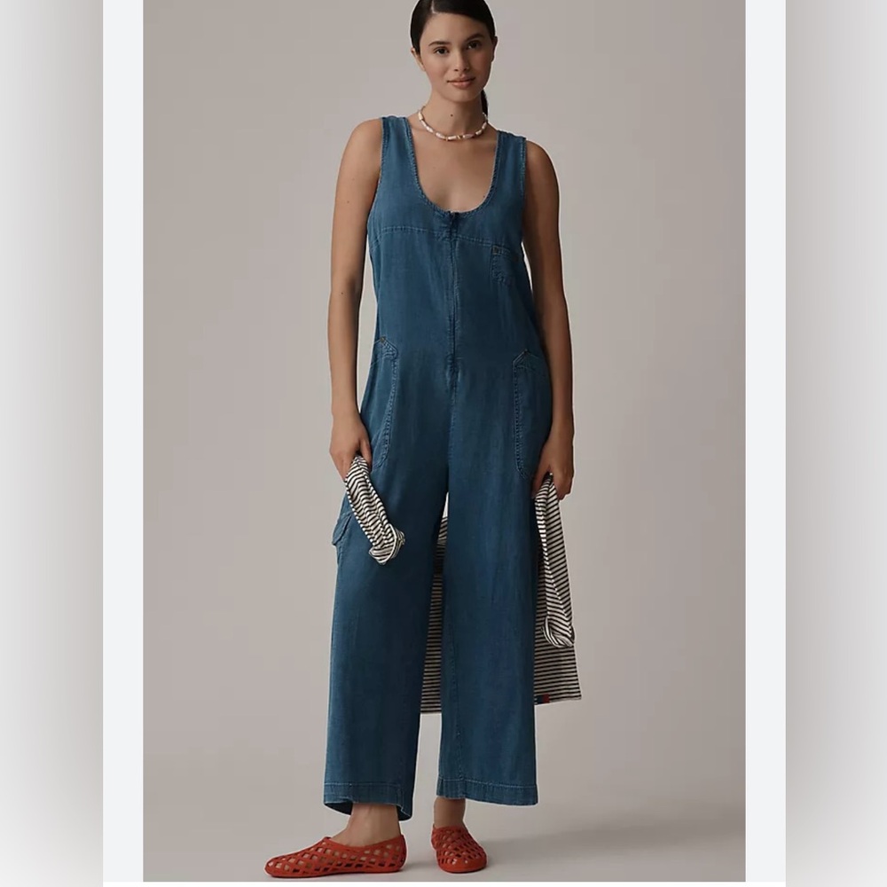 Pilcro Zip-Front Wide-Leg Overalls XL